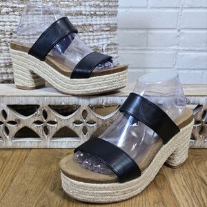 Madden Girl Black Espadrille Heeled Sandal Size 8